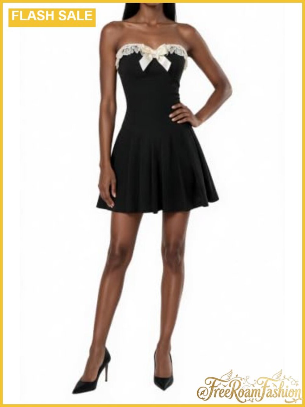 Women's Strapless Pleated Mini Dress Sleeveless Backless Party Club Bow